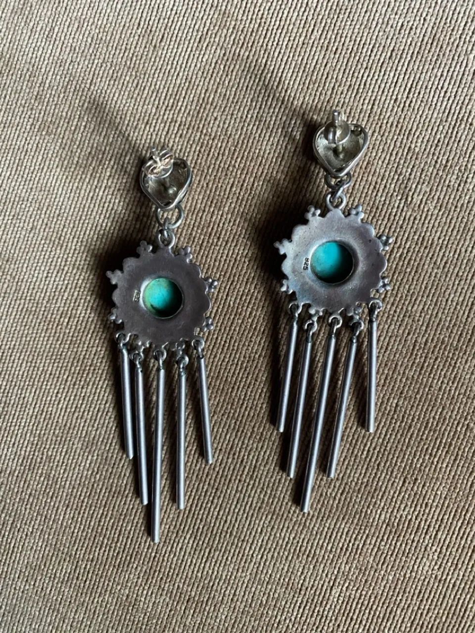 Brincos Boho Chic com detalhe turquesa - Foto 2