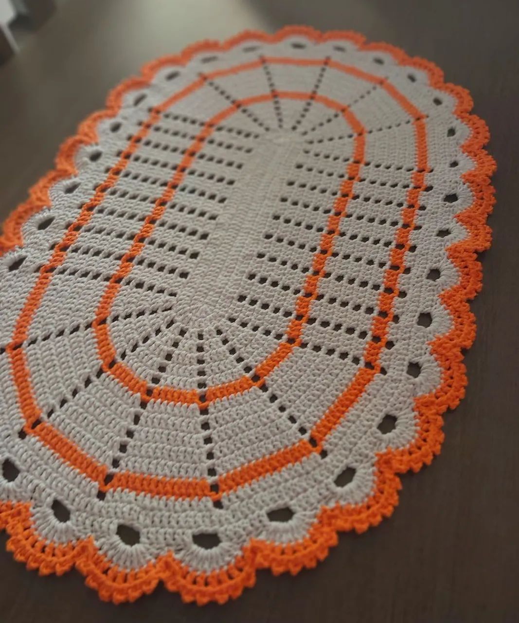Tapetes em crochê Cru e Laranja - Foto 5