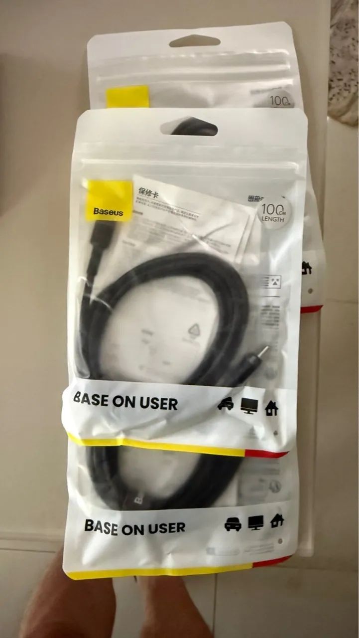 Cabo USB-C para USB-C Baseus 1m - Preto - Foto 2