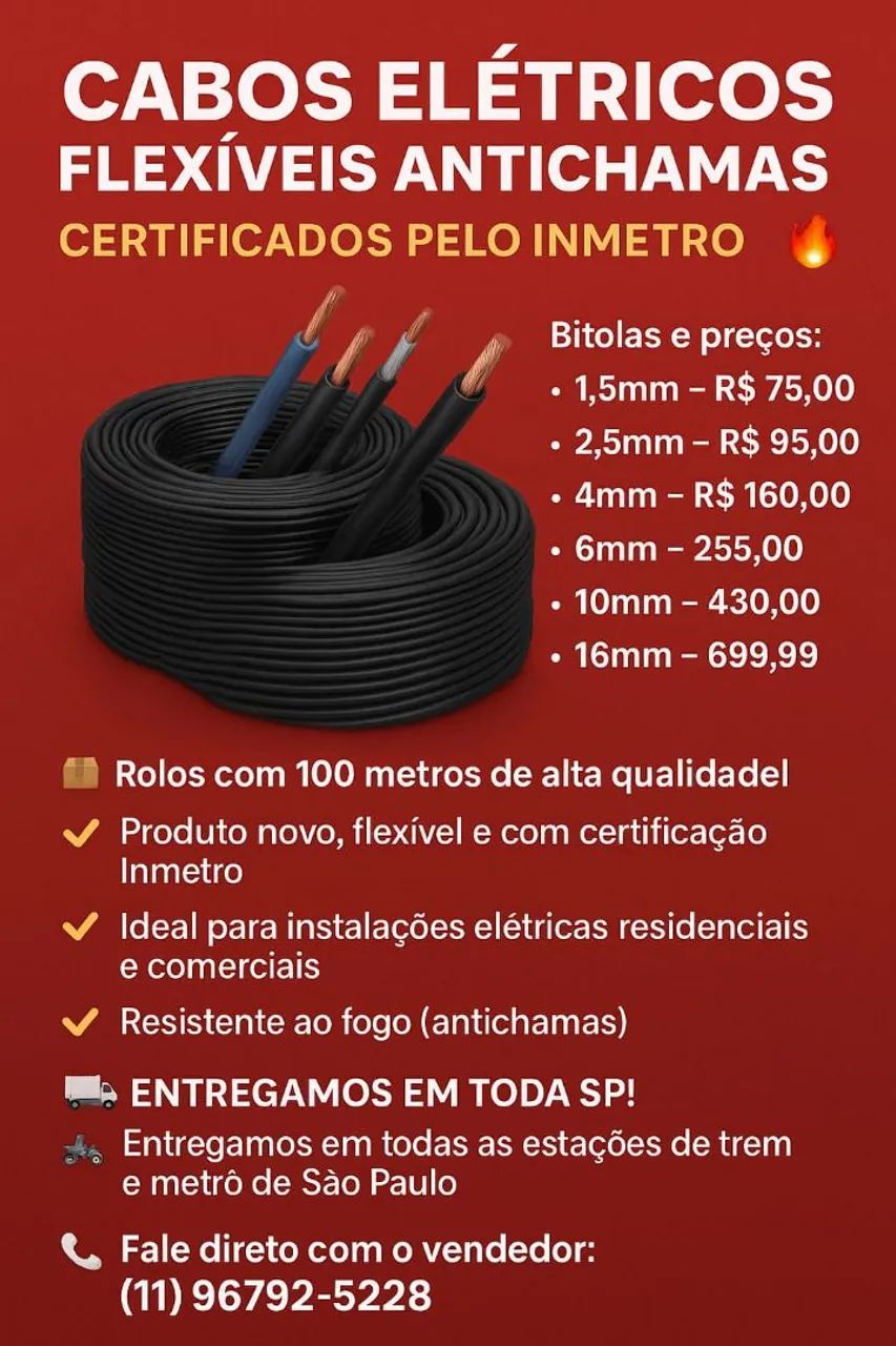 Cabos Elétricos Flexíveis Antichamas - INMETRO