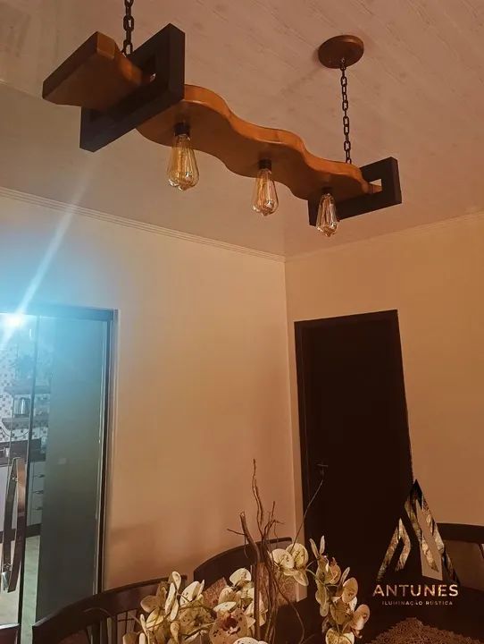 Pendente Rustico Estilo Industrial De Madeira Maciça 95cm - Foto 2
