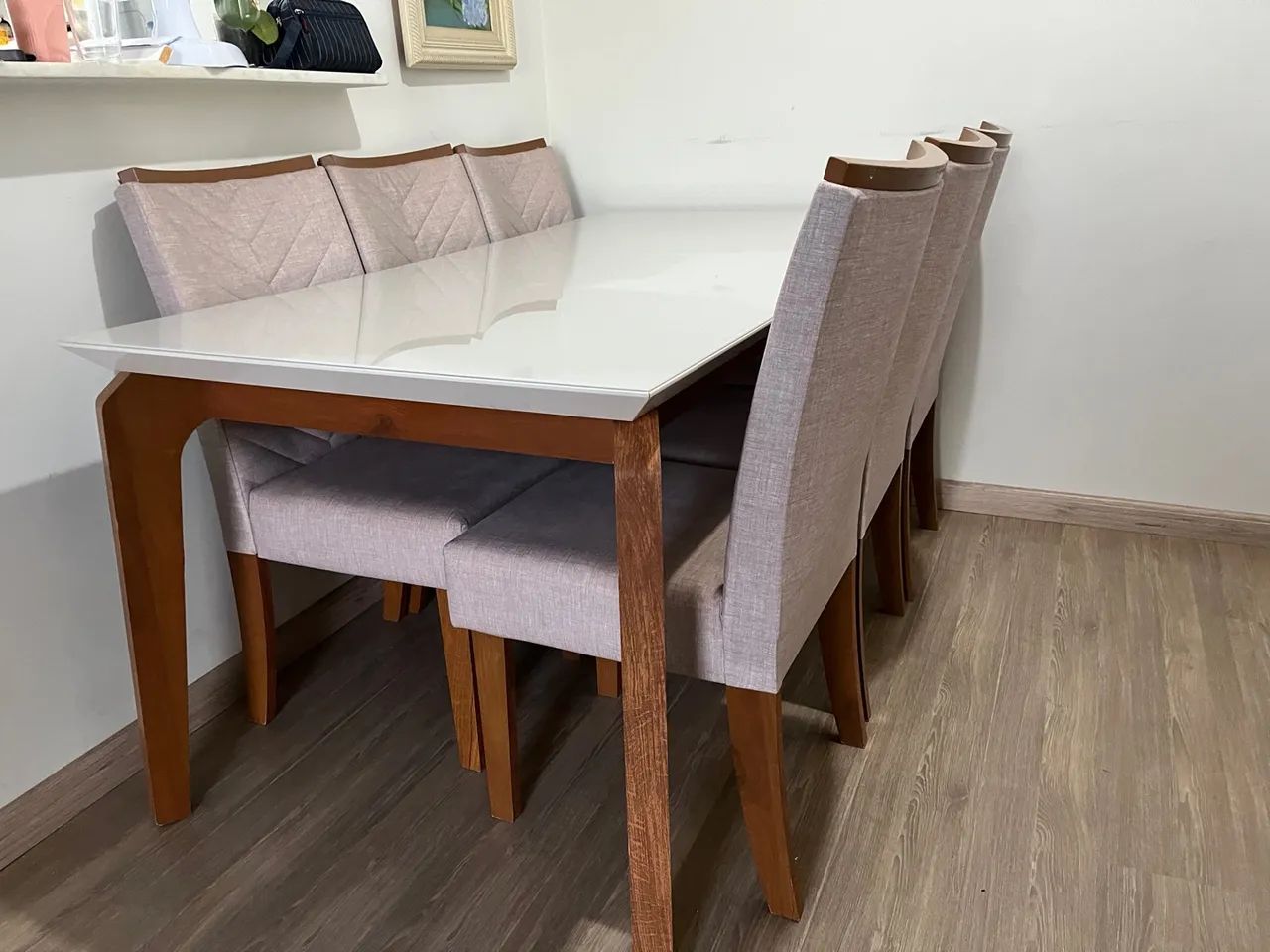 Mesa Jantar com Cadeira Estofada para Sala de Jantar - Foto 2