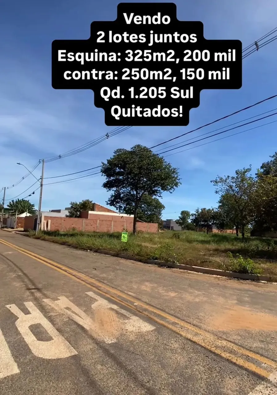 1205 sul ARSO 122 , 2 lotes juntos,sendo esquina e contra esquina, quitados