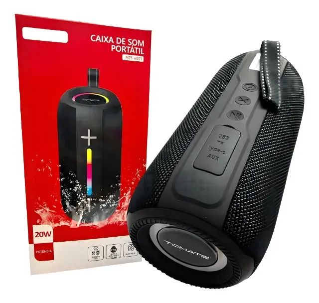 Caixa Som Bluetooth 20w Tomate Mts-6001 Rádio Ipx6 Portátil
