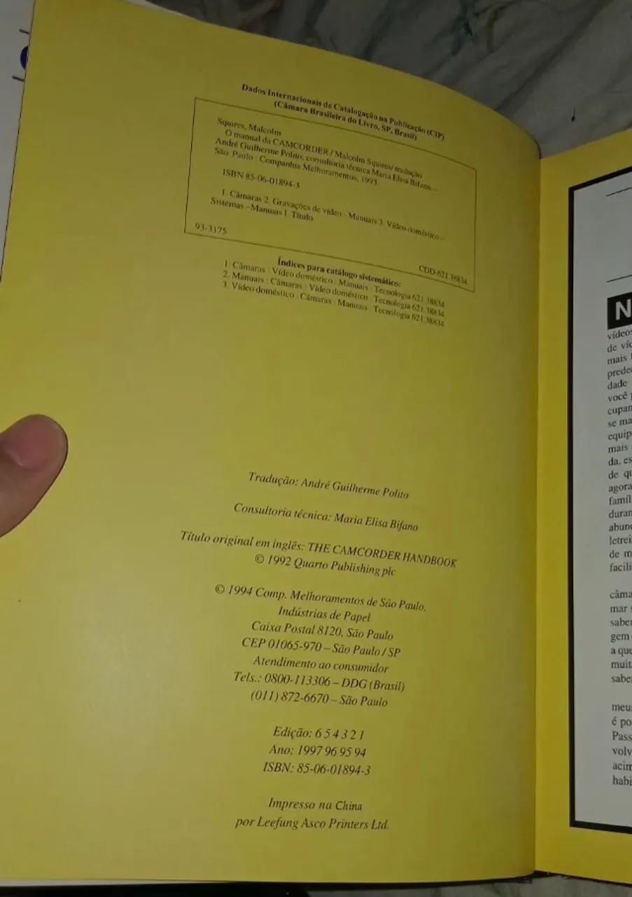 O Manual da Camcorder (1997) - 1ª ed. - Malcolm Squiers | Melhoramentos | Capa Dura - Foto 4