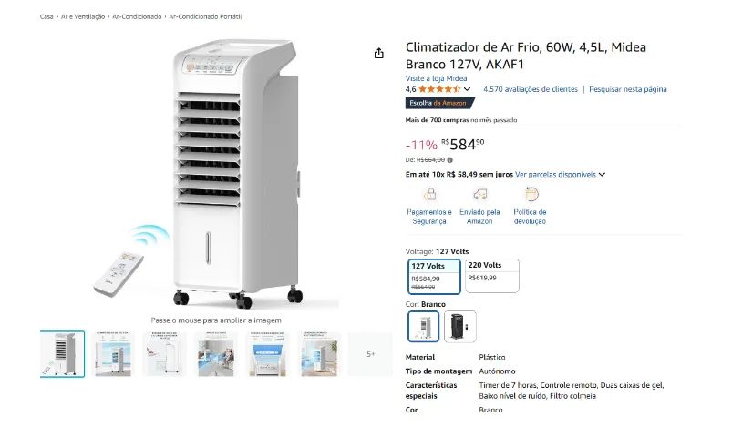 Climatizador Umidificador MIDEA Akaf1 - Foto 6