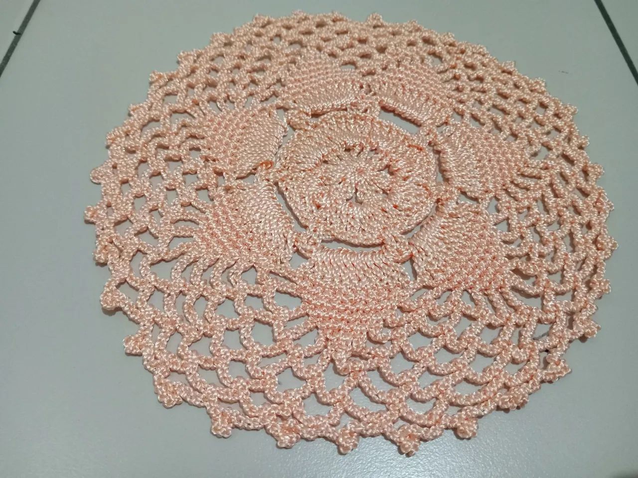 Kit 10 toalhas de crochê laranja claro - Foto 4