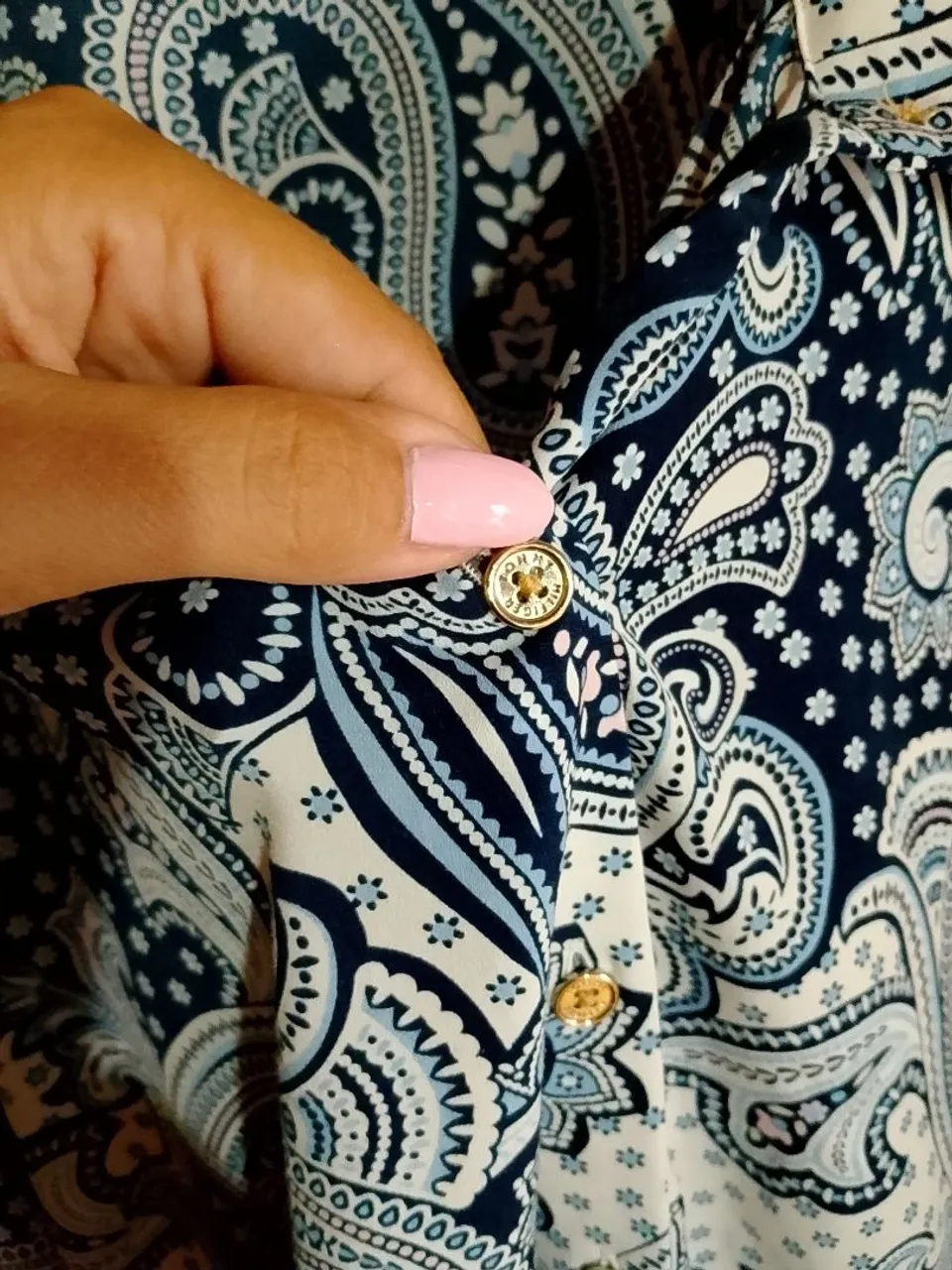 Camisa Feminina Paisley Azul Tommy original