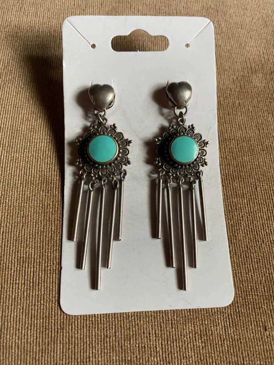 Brincos Boho Chic com detalhe turquesa