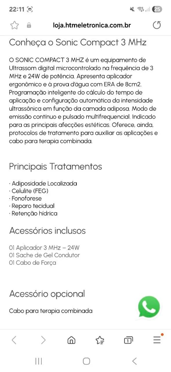 Ultrassom Sonic Compact 3MHz - HTM  - Foto 2