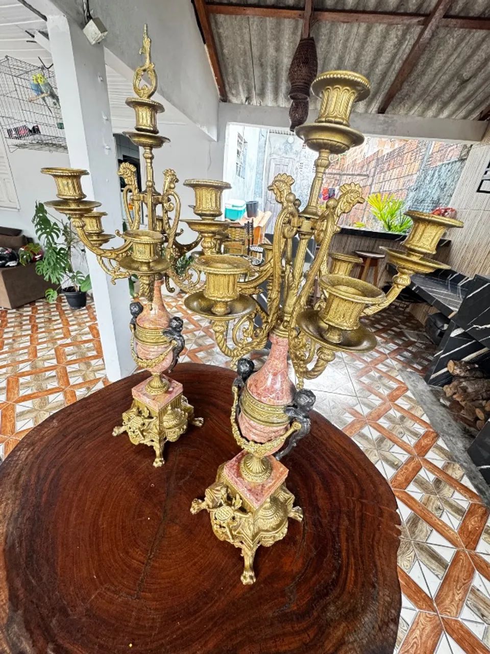 Par de Candelabro Brevetatto Italiano em bronze maciço  - Foto 4