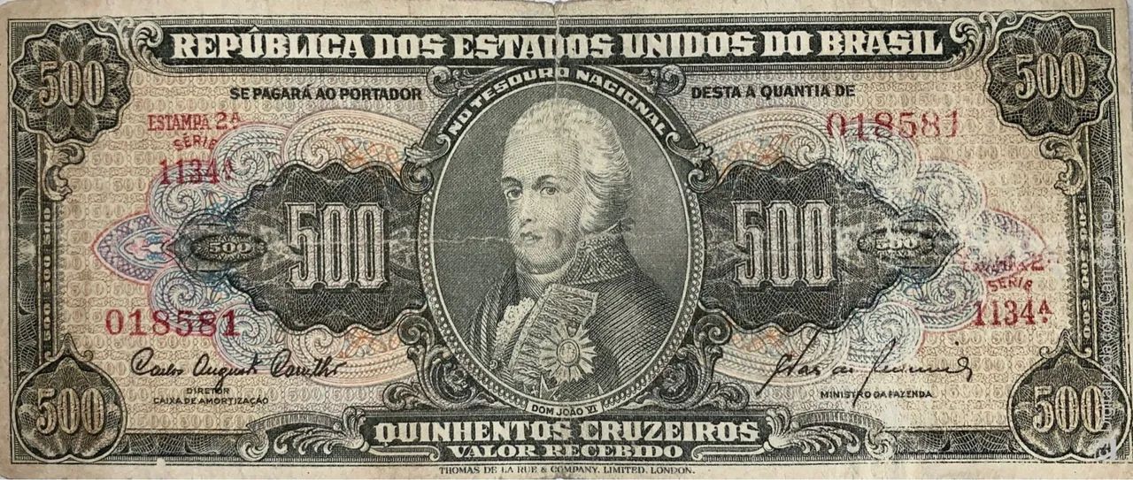 500 CRUZEIROS (2º ESTAMPA) Série 1134. (1960) - Foto 2