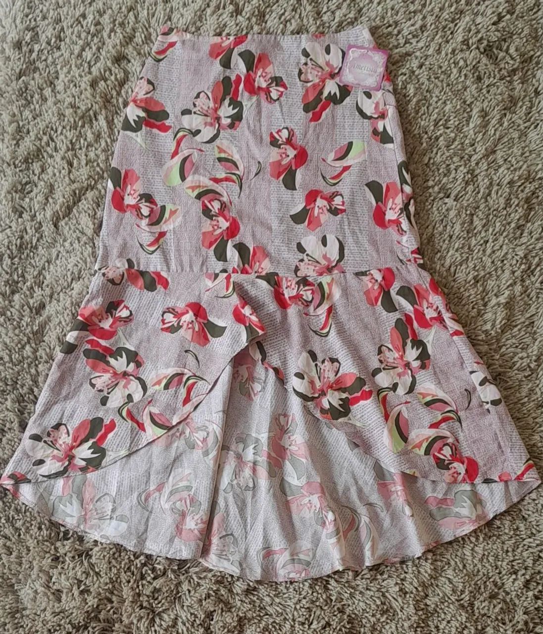 Saia Midi Floral Elegante