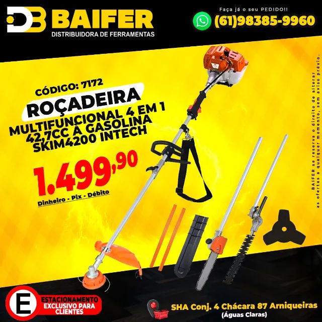 Roçadeira Multifuncional 4 em 1 42,7cc à Gasolina SKIM4200 Intech