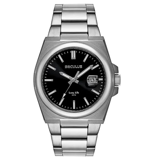 Relógio Masculino Seculus Social Calendário Prata Original