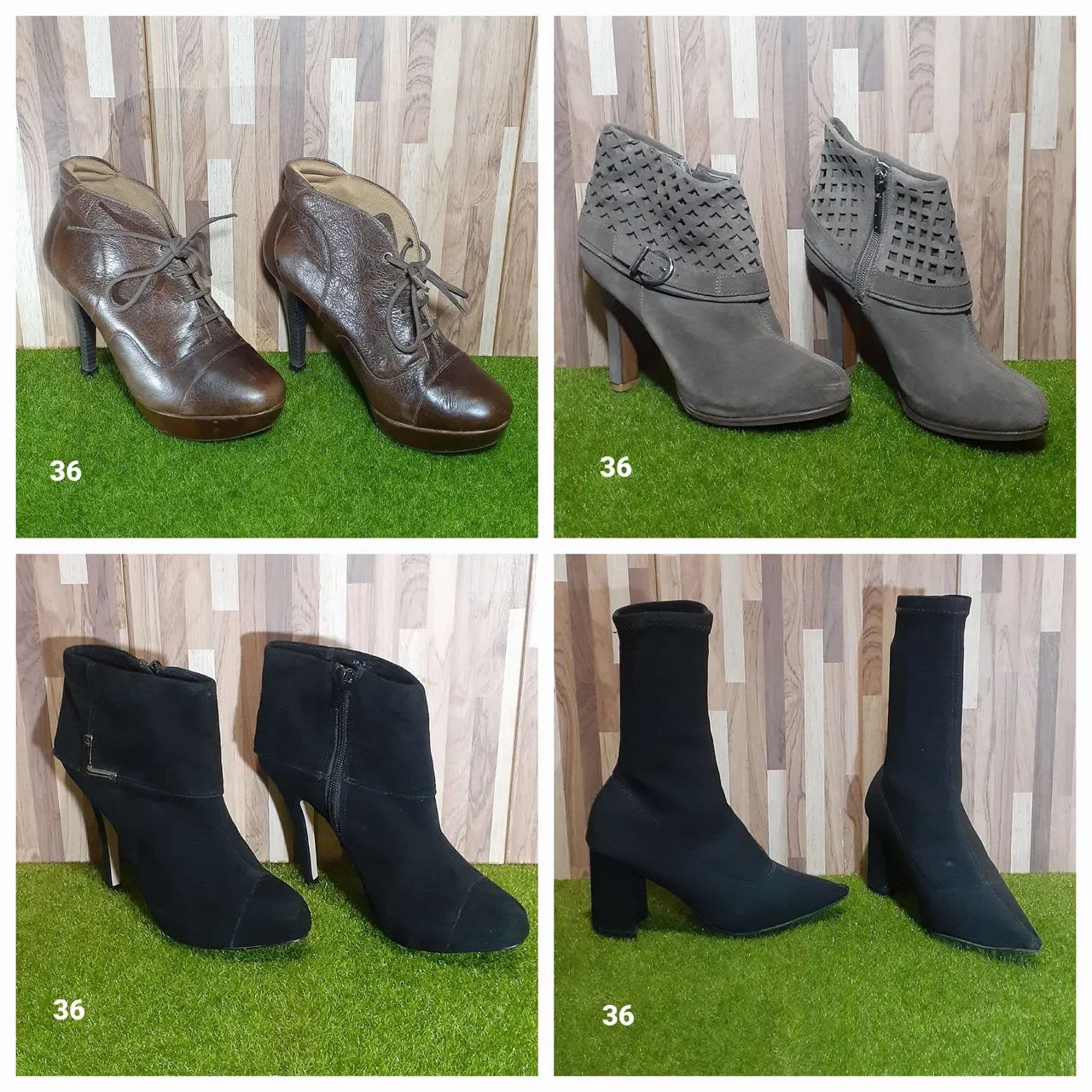 Botinhas Couro Camurça Neoprene 36