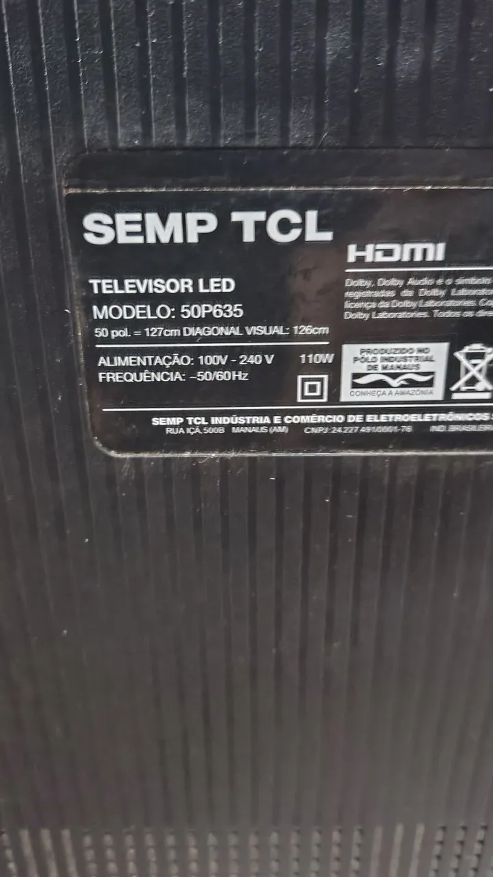 TV LED SEMP TCL 50P635 50 polegadas com led queimado