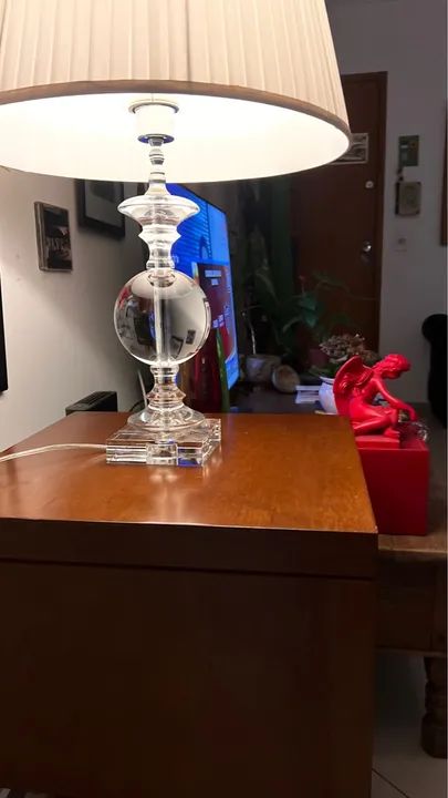 Abajur de Mesa em Cristal com Base de Cristal