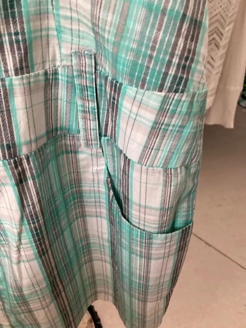 Vestido Plaid Verde e Branco, novo  - Foto 3