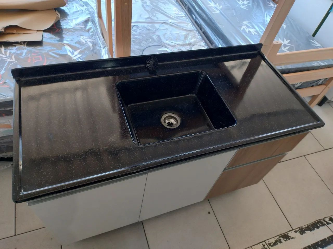 Pia Cuba com armário para cozinha acompanha válvula ralo novos 
