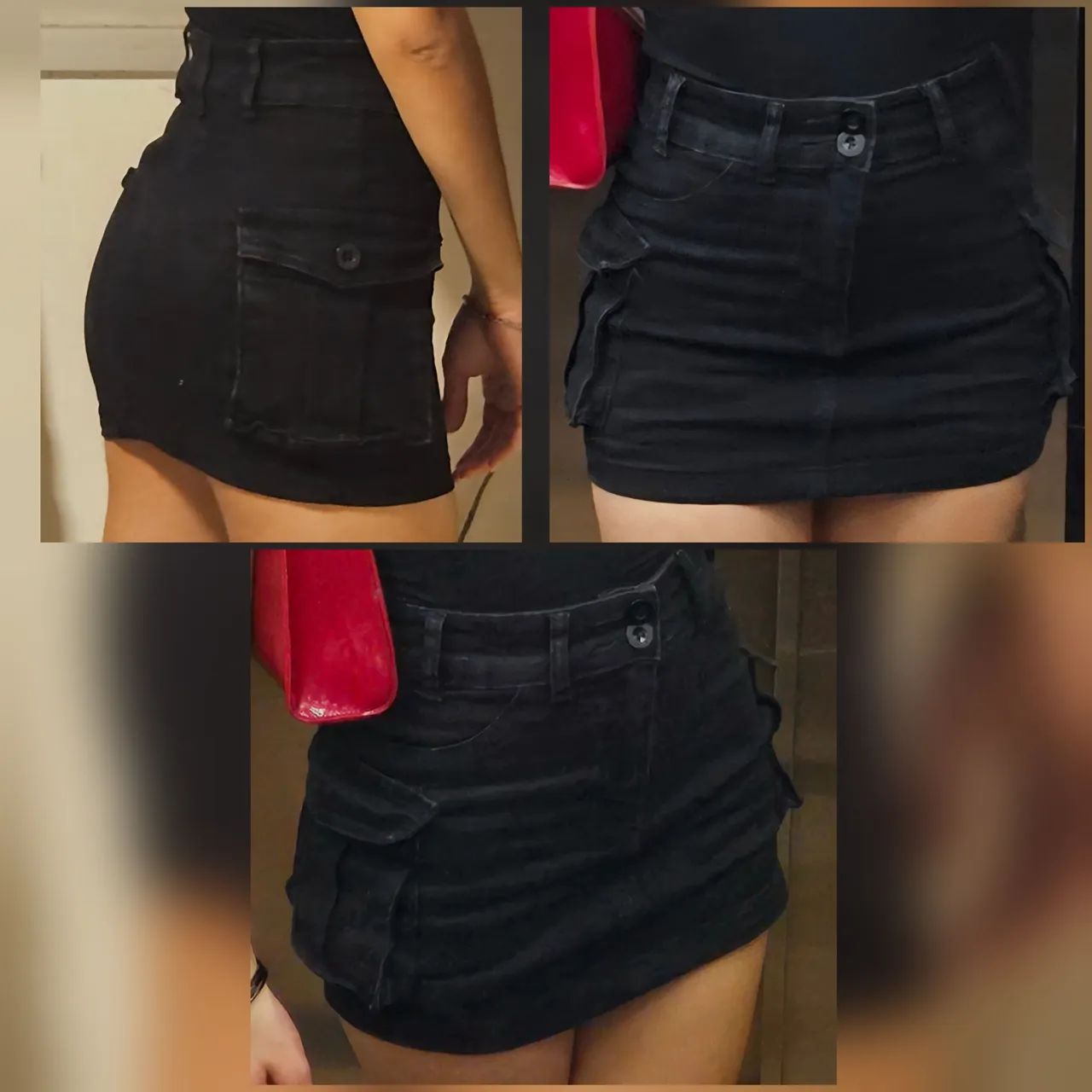 Saia Jeans preta - veste P/M - shein