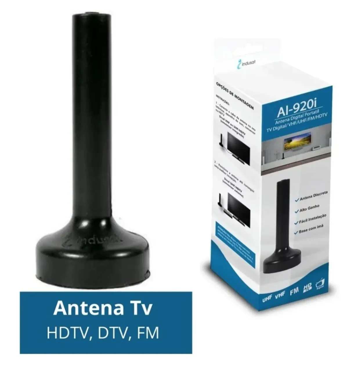 Antena Interna Digital para TV com Cabo Conversor.