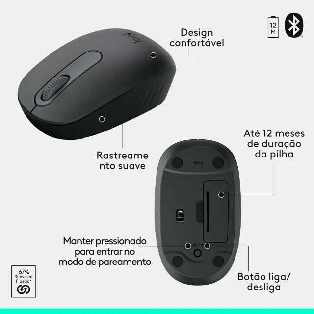 Combo Teclado e Mouse Sem Fio Logitech MK250 Bluetooth com Design Compacto, Mouse Ambidest - Foto 2