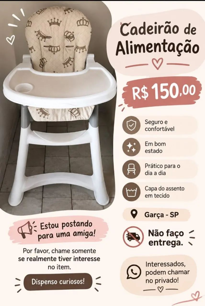 Cadeira de alimentação infantil 