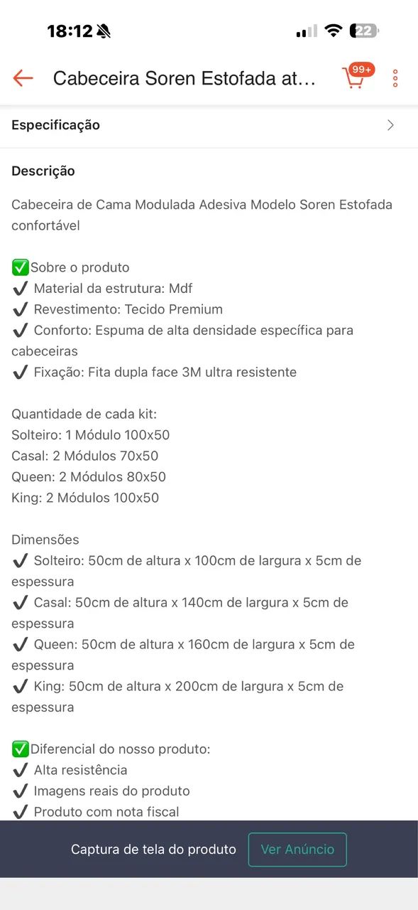 Cabeceira estofada para cama de casal - Foto 2