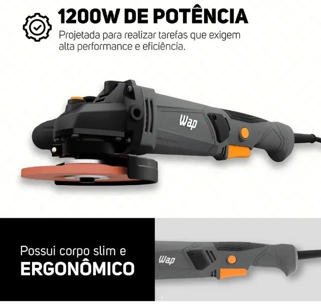 Esmerilhadeira Angular 5 polegadas WFES02 1200W Profissional Protetor Disco - 220V - Wap - Foto 3