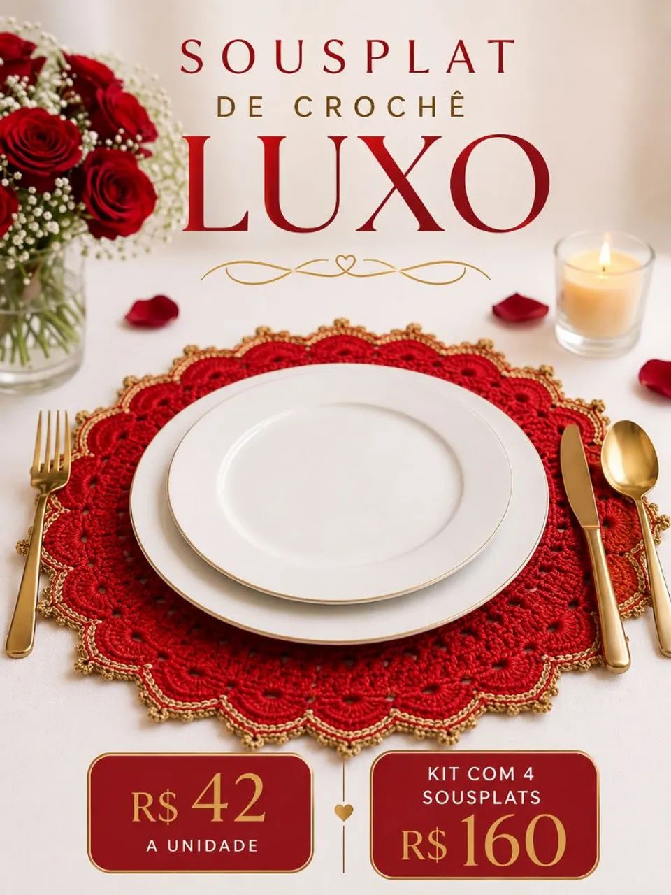 Sousplat de Crochê Luxo, unidade 