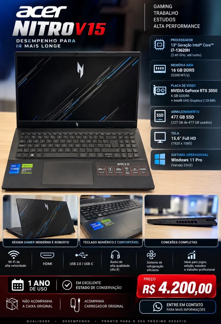 Notebook v15 Nitro Acer - Foto 3