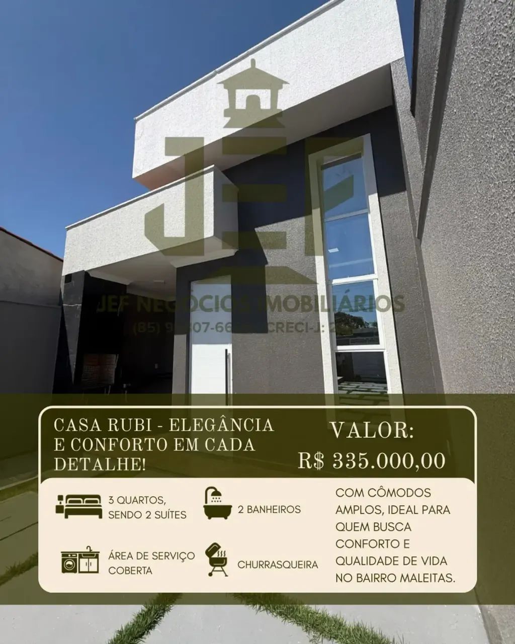 CASA RUBI 3 QUARTOS, SENDO 2 SUITES - PARACURU - CE