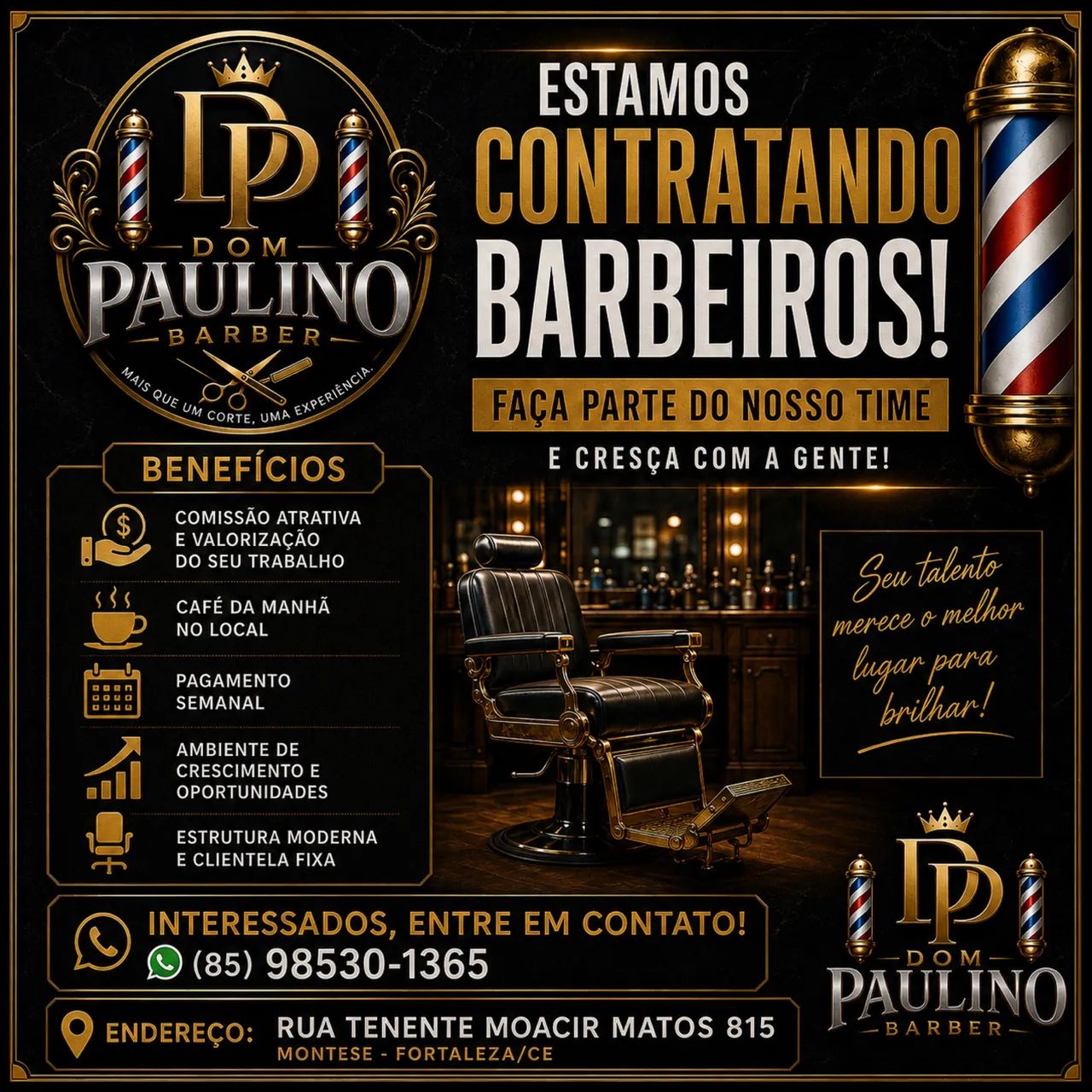 Vaga para 2 barbeiros 