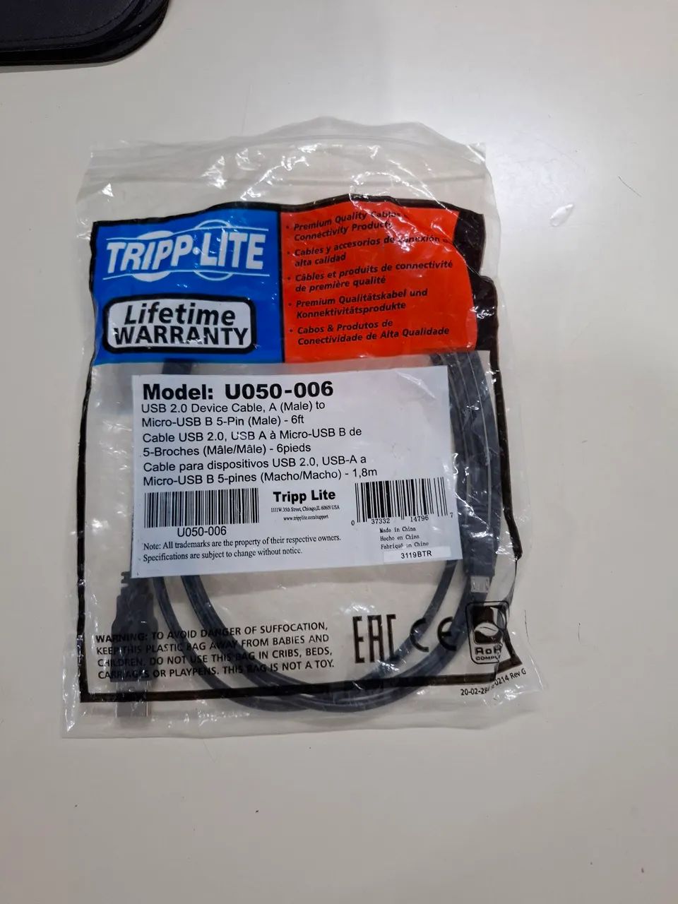 Cabo USB 2.0 Tripp Lite USB-A para Micro USB 1,8m 