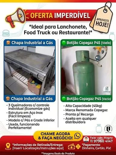 Kit chapa para lanches 
