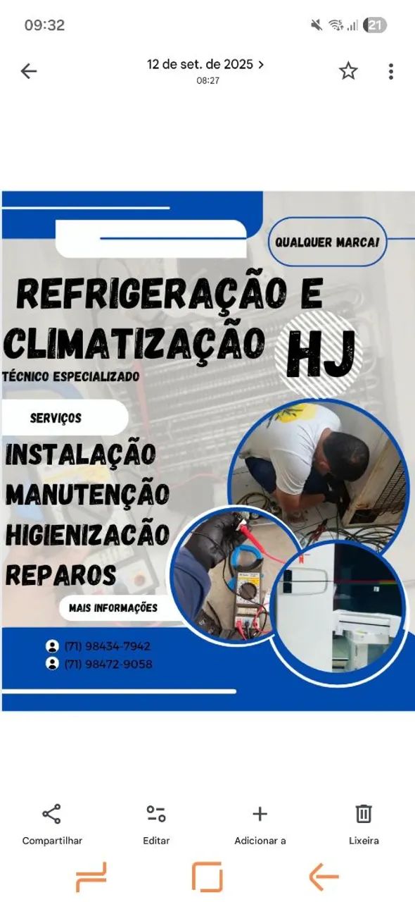 Serviços de Refrigeração e Climatização