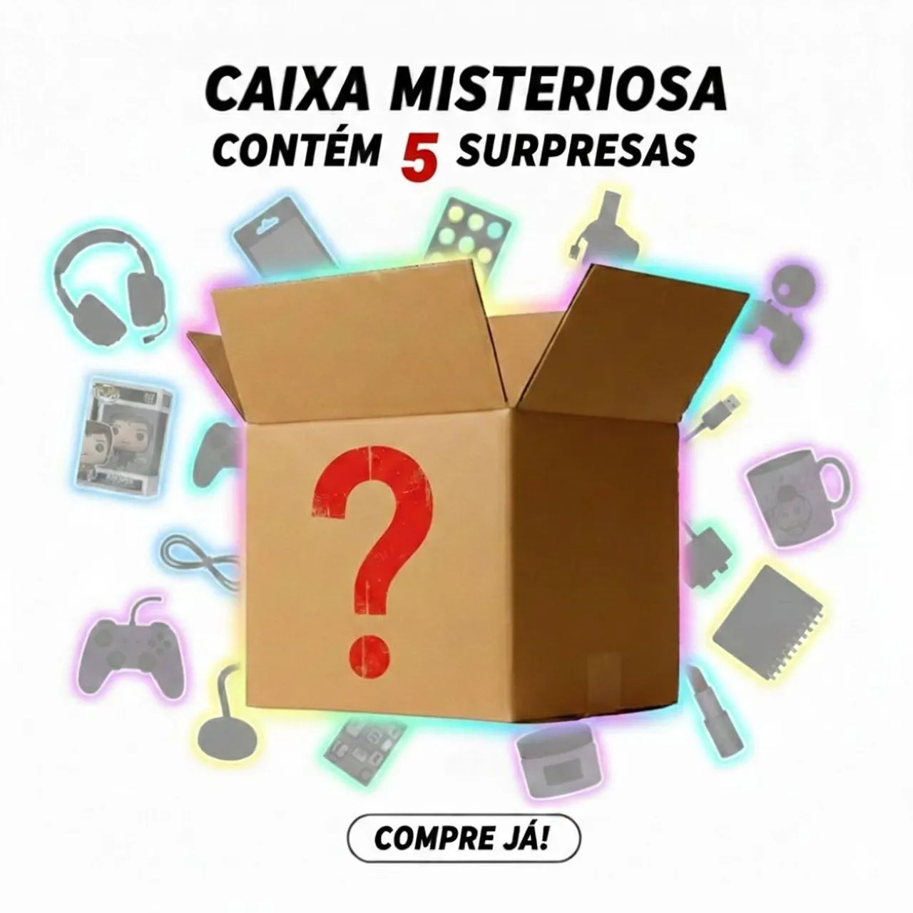 Caixa misteriosa com 5 surpresas
