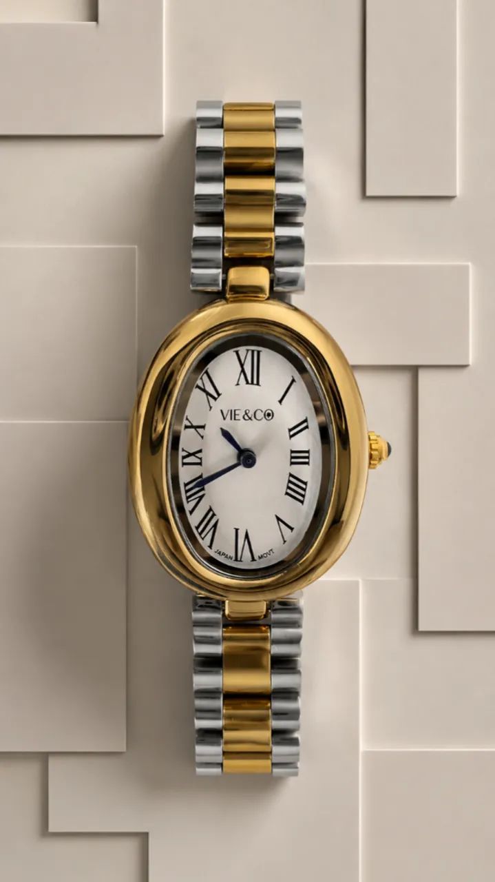 Relógio Oval 32mm Feminino Bicolor