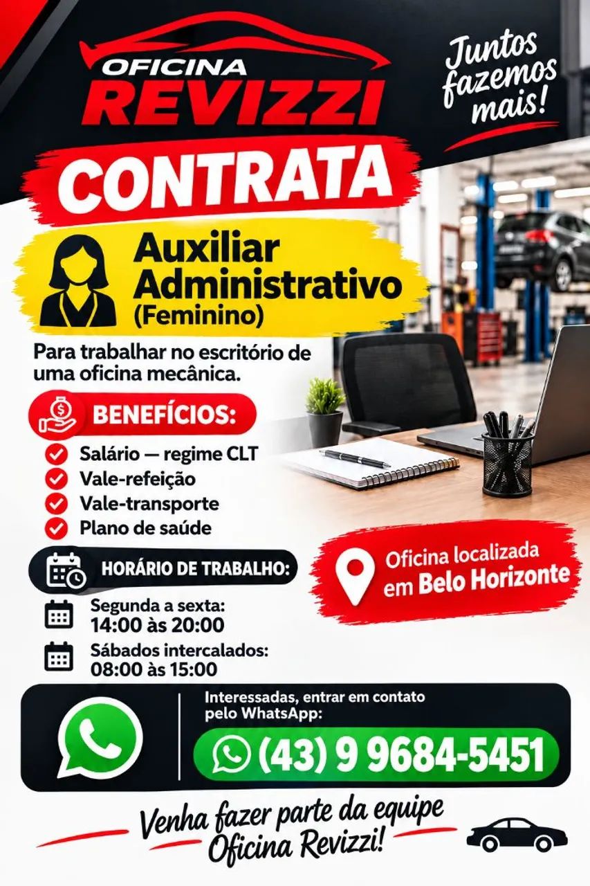 Vaga para Auxiliar administrativo 