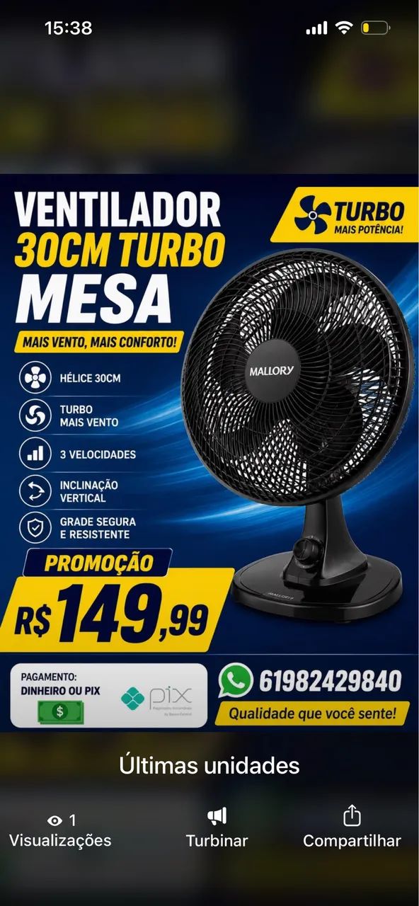 Ventiladores - Novos - entrega grátis 