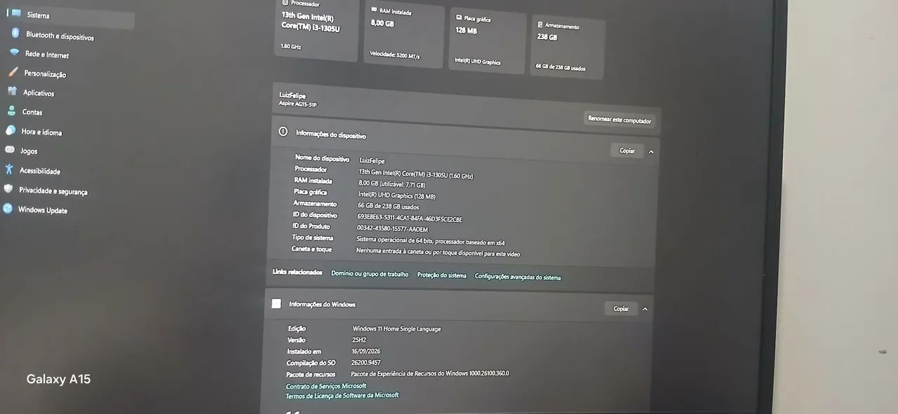 ACER ASPIRE GO 15 51P I3 DE 13 GERAÇÃO  - Foto 3