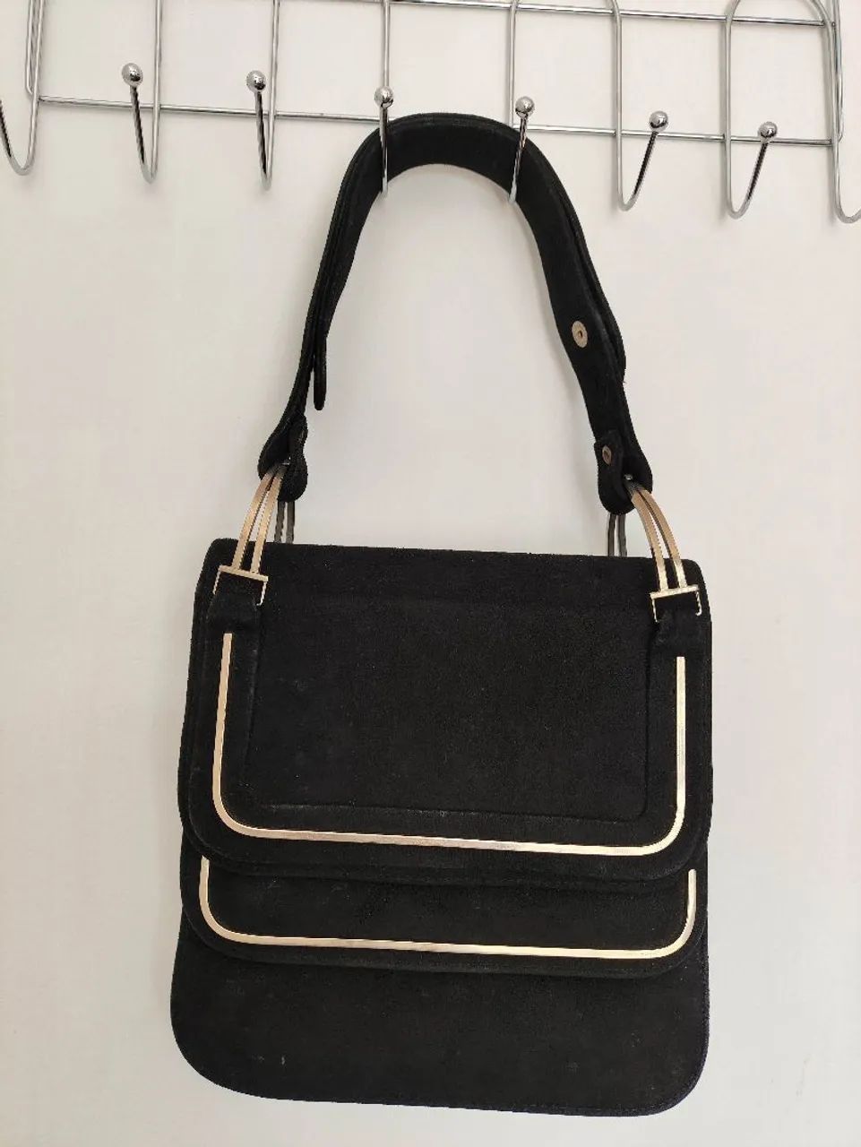 Bolsa de ombro camurça preta - Foto 2