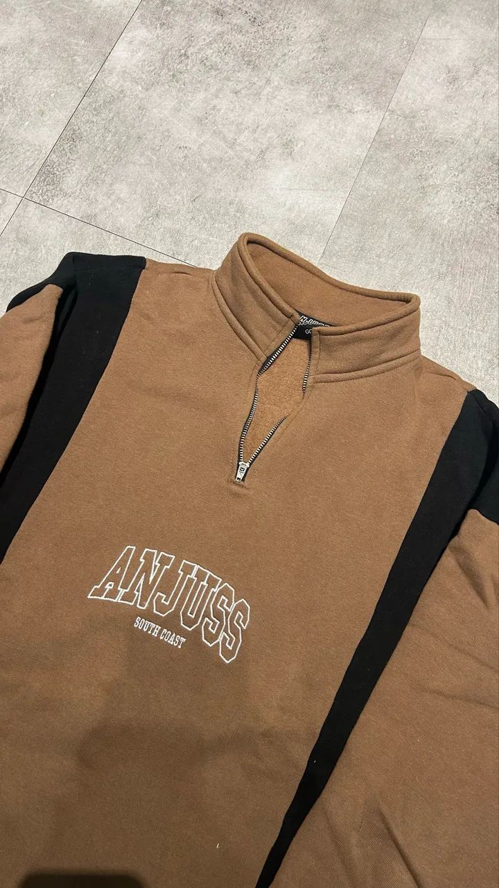Moletom Anjuss Half Zip Marrom - Foto 4