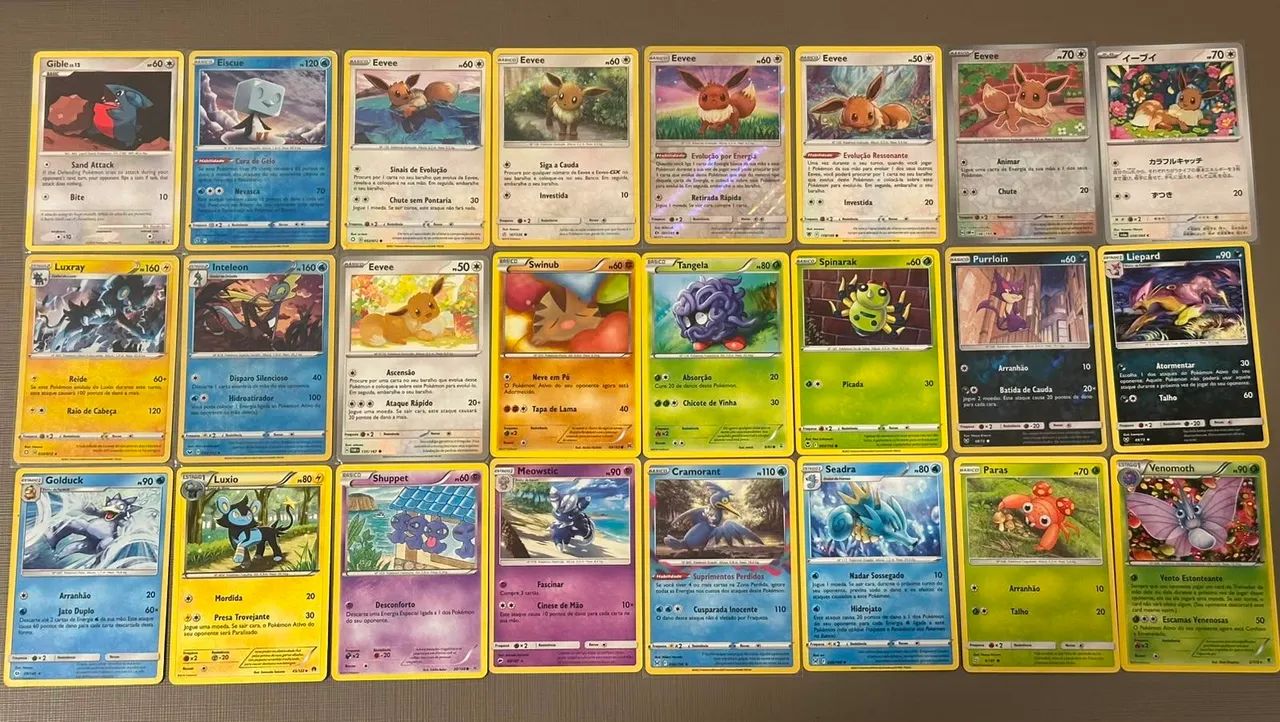 Conjunto de 55 Cartas Pokémon variadas