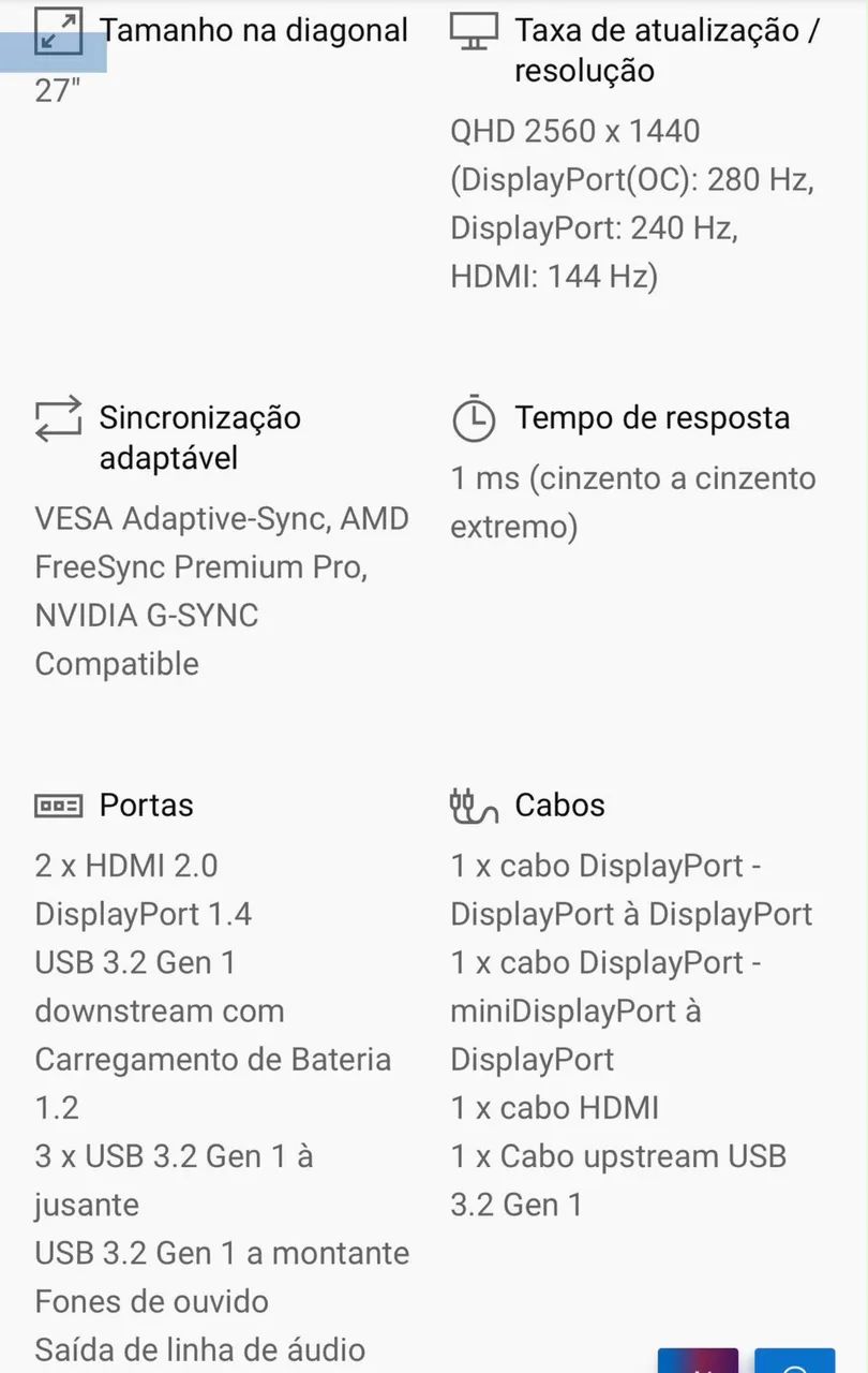 MONITOR TOP DELL ALIANWERE 27 POLEGADAS 280HZ  - Foto 5
