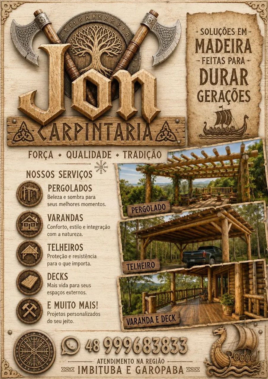 Pergolados, varandas, telheiros (carpintaria)