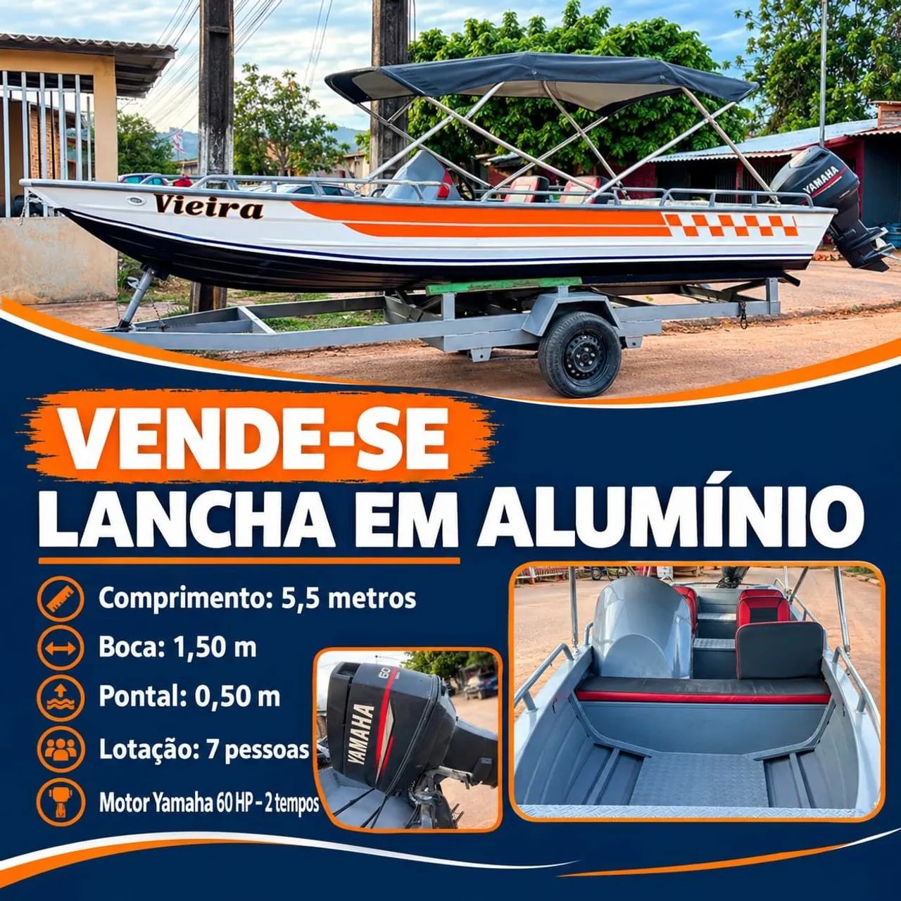 Lancha em alumínio 