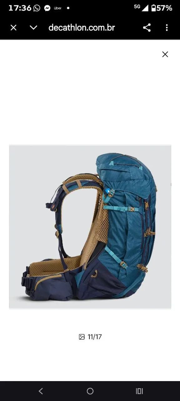 Mochila Adulta de Trekking 50L+10L Air MT500 Simond Azul - Foto 3