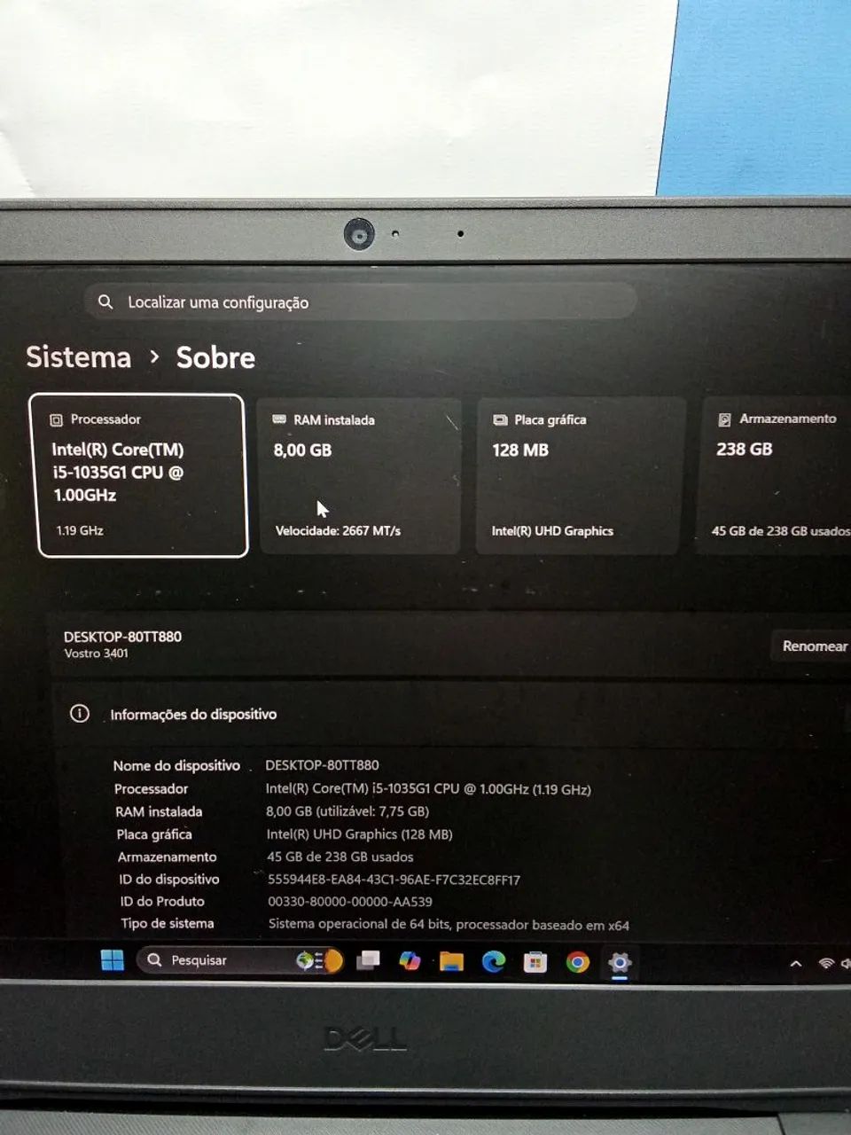 Notebook Dell Core i5 10Th - 8GB - SSD240gb - Foto 2